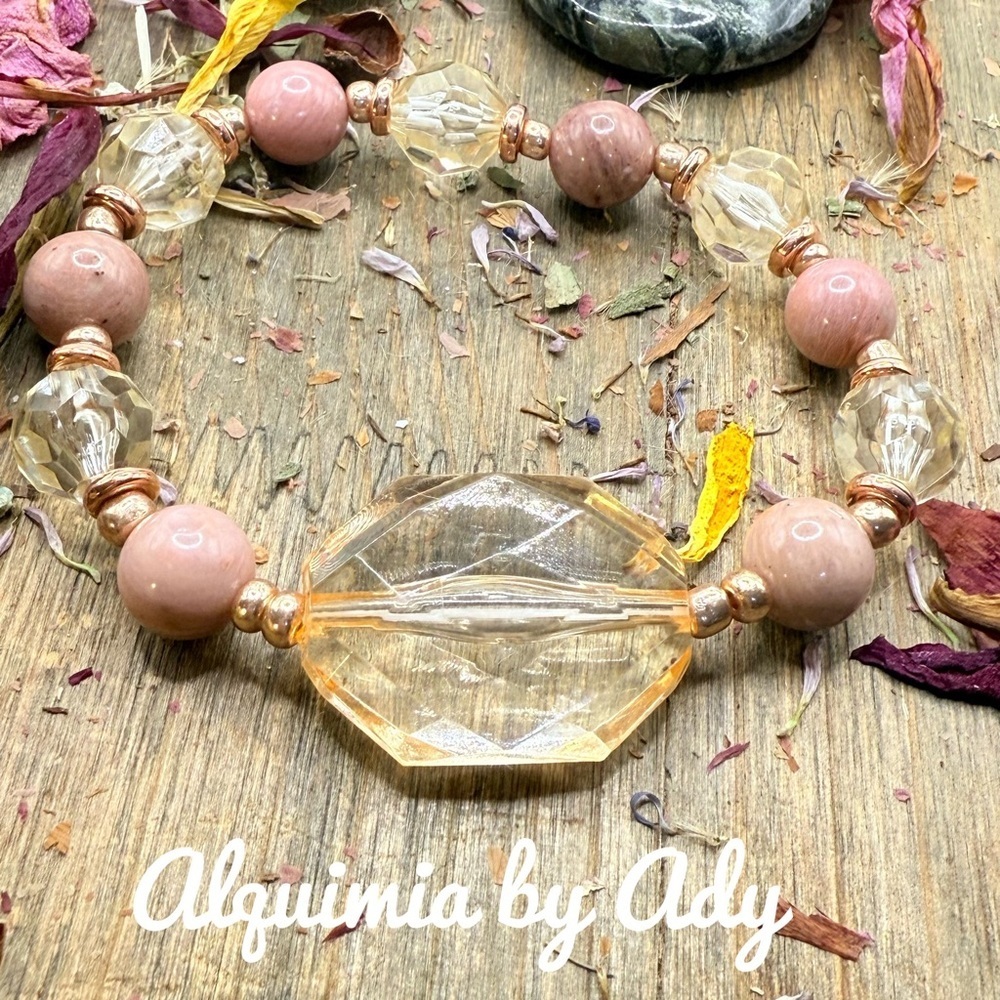 Maximalist acrylic and gemstones pink oversized bold bracelet